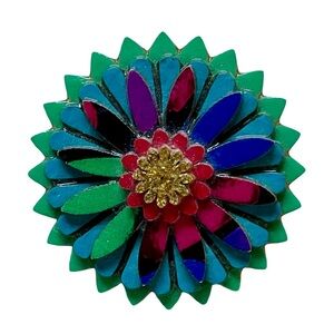 Vintage Designs By Lucinda Leather Flower Brooch
